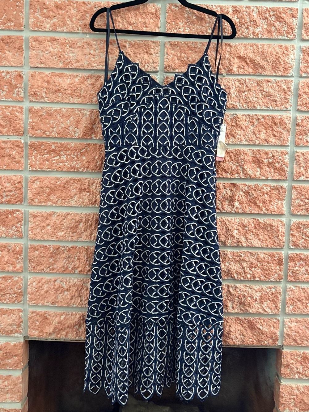 Gianni Bini Navy & White Lace-Patterned Midi Dress